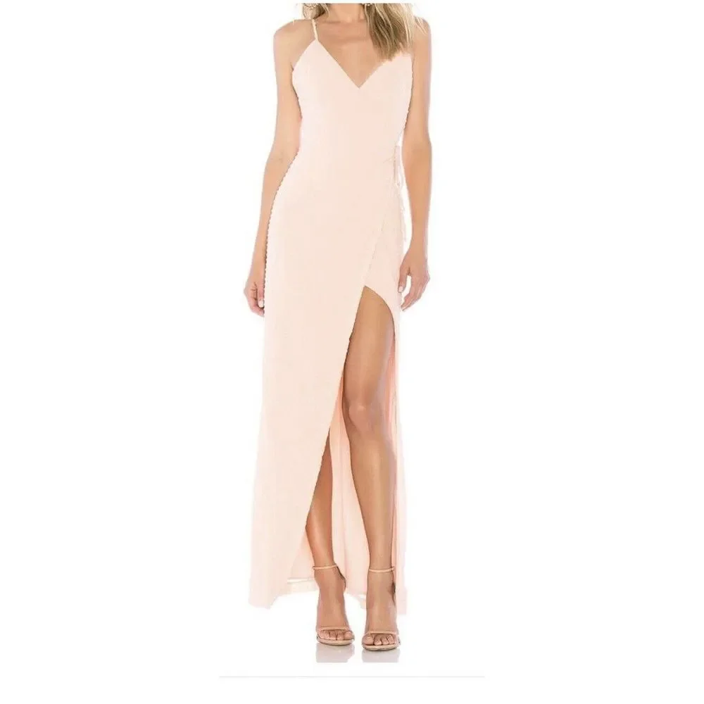 Privacy Please Womans‎ V-neck Side Slit Rasika Maxi Wrap Dress Waist Tie XS
